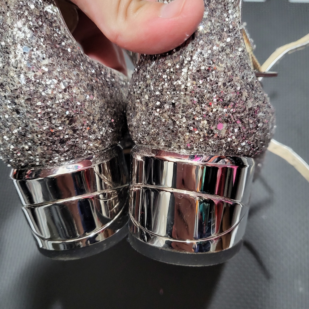 Jimmy Choo Silver Glitter Mary Jane Shoes - Picture 2 of 4
